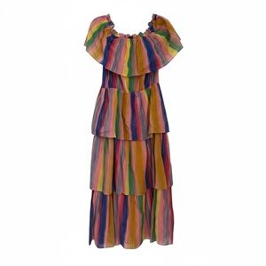 English Factory Off-the-Shoulder Multi Striped Maxi Dress size medium